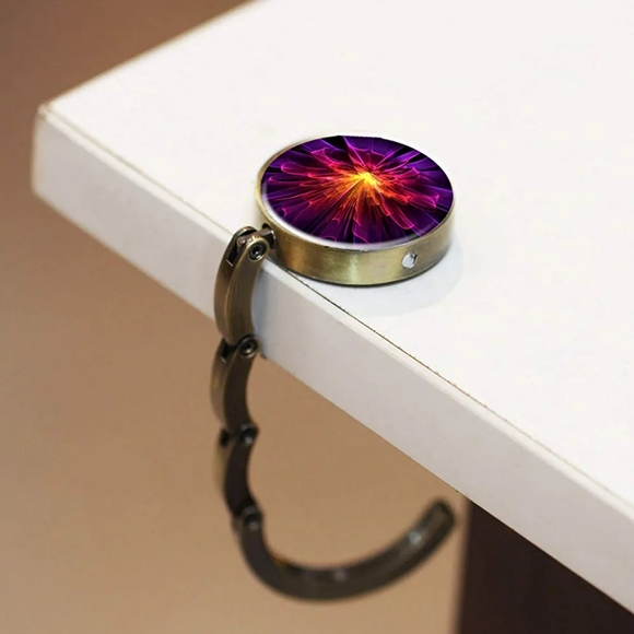 Set of 3 Foldable Purse Hooks with Beautiful 3D Flower Designs - Picture 4 of 6